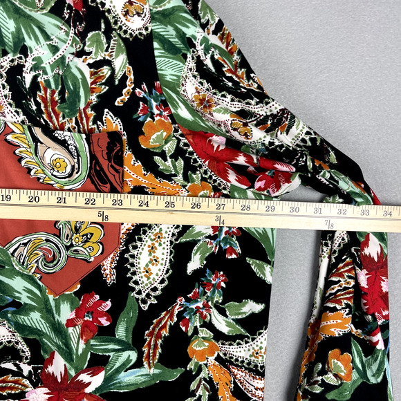 Attitudes Renee Floral Top Womens 3X Blouse Button Up Stretch Tropical Colorful - Picture 7 of 13